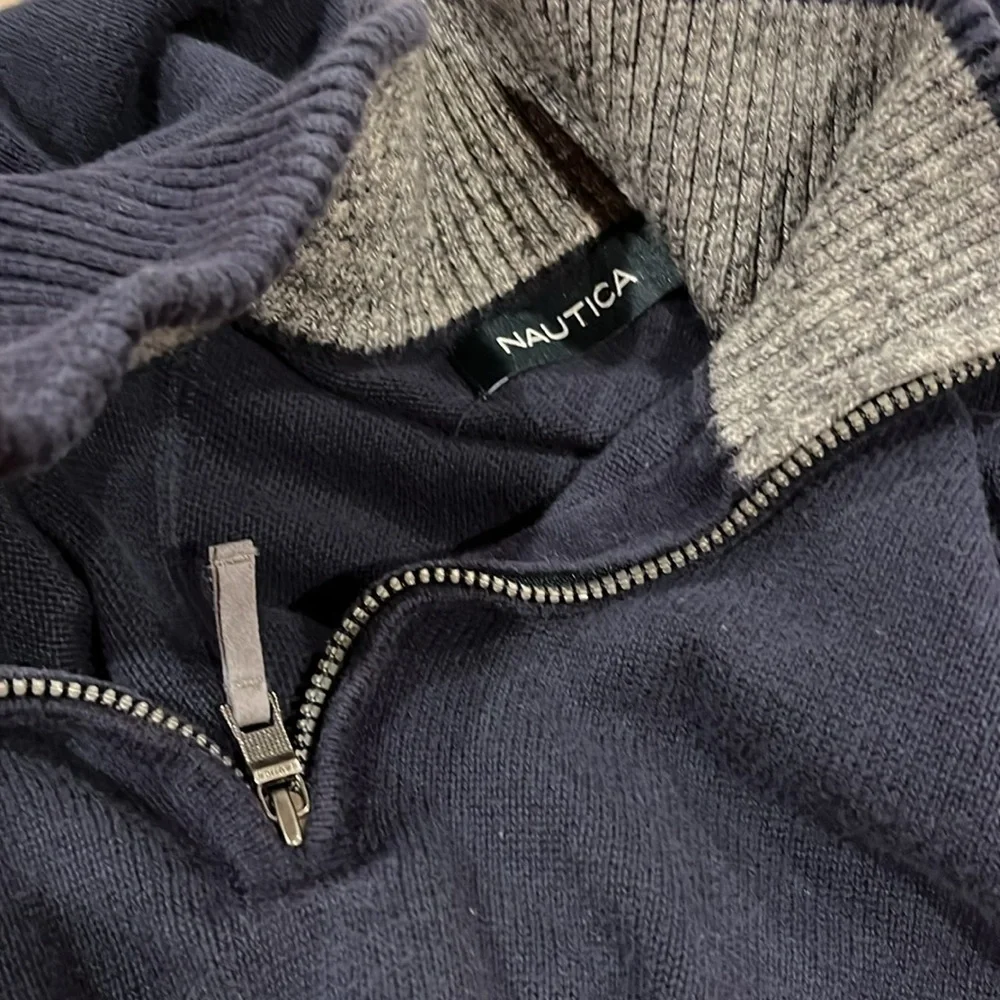 Nautica Men’s Navy/Gray 1/4 Zip Pullover Sweater Size L